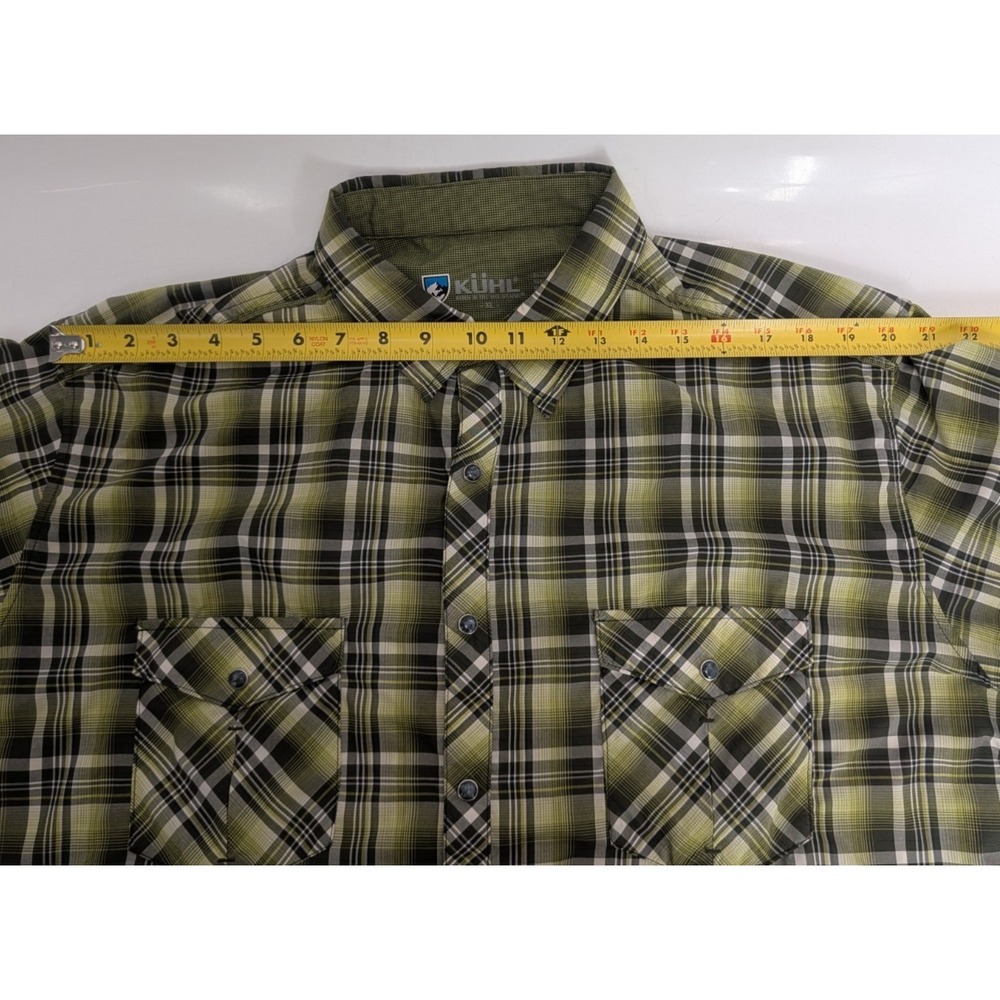 Kuhl Eluxur Men's Pearl Snap Short Sleeve Shirt - size XL - Green Plaid - Picture 16 of 16